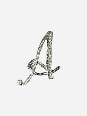 Brooch Letter A, NIP rhinestones set on silver tone base